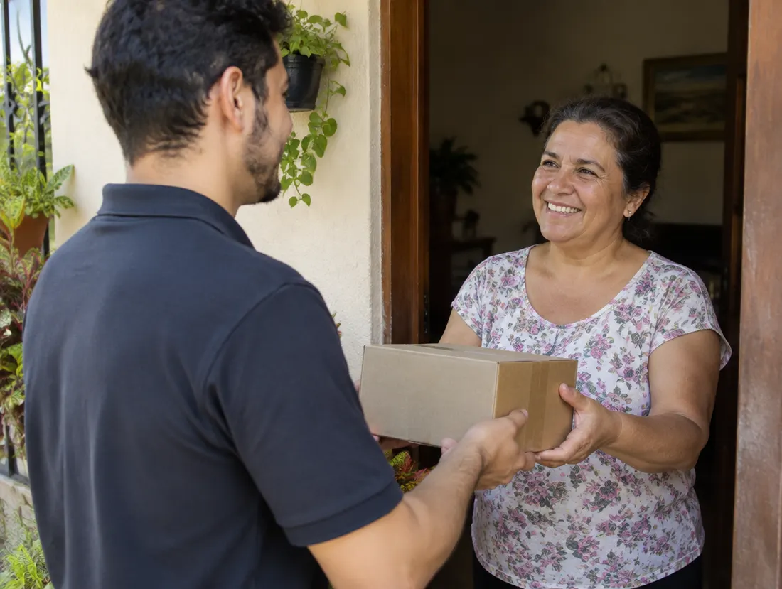 Cliente recebendo a caixa do ArtiUltra em casa